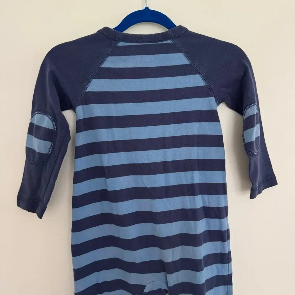 Baby Gap Striped Romper in Blue with Front Snap Closure